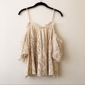 URBAN OUTFITTERS cream lace top